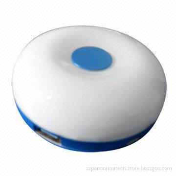 USB 2.0 4-ports Hub, Good Design, with LED Light, Available in Round Shape